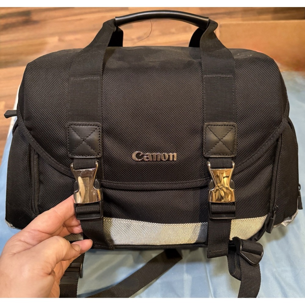 Canon Deluxe Digital Gadget Camera Bag DSLR Padded Dividers Strap Metal Buckle